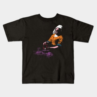 The Milkmaid by Johannes Vermeer Minimalist Version Kids T-Shirt